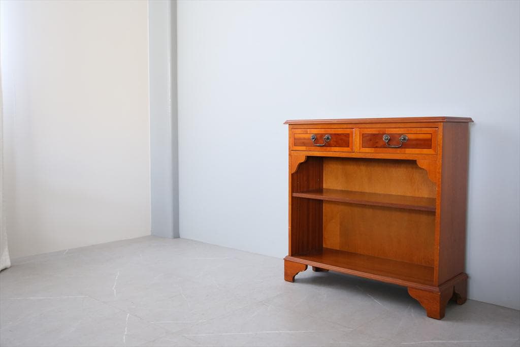 英国アンティーク木製ブックシェルフ/本棚/食器棚/飾り棚/収納ラック92-130