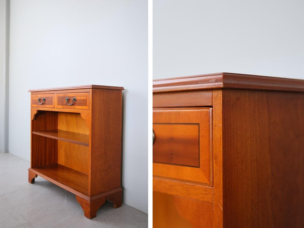 英国アンティーク木製ブックシェルフ/本棚/食器棚/飾り棚/収納ラック92-130