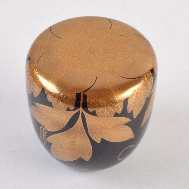 茶道具　輪島塗　栄伸堂　花草蒔絵　棗　共箱　V　9168