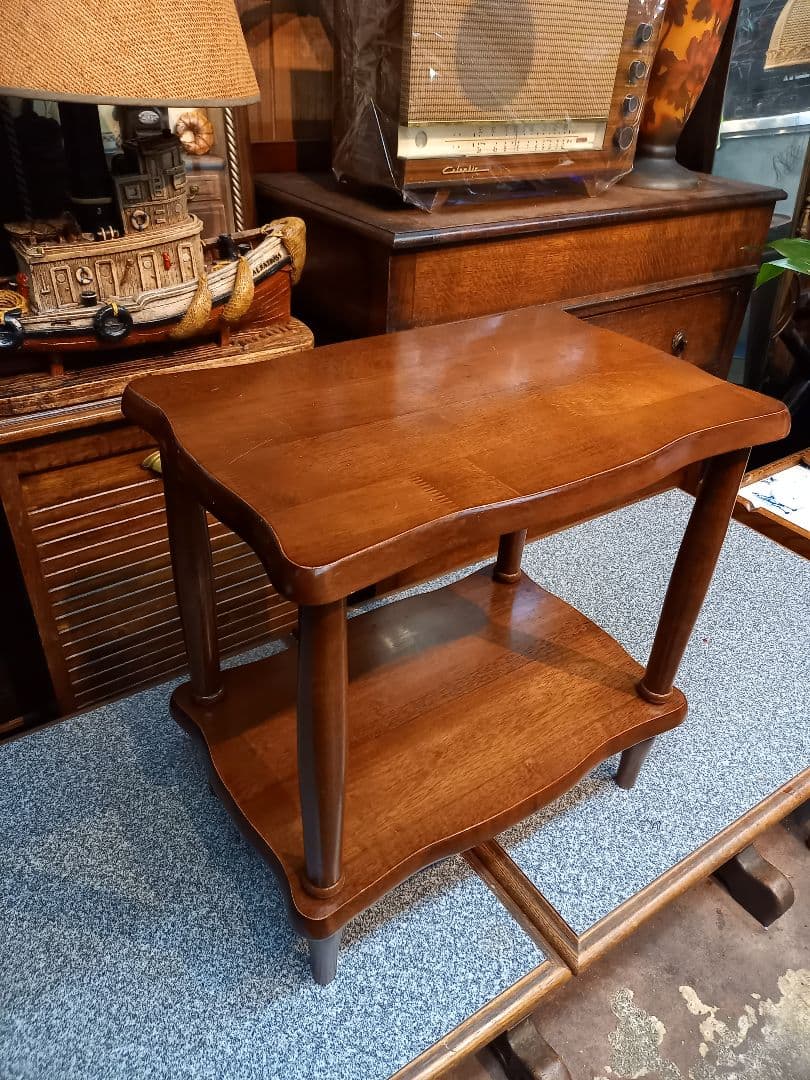 1970's　ヴィンテージ　コロニアル　ウッド　サイド　オープン　ラック　２段