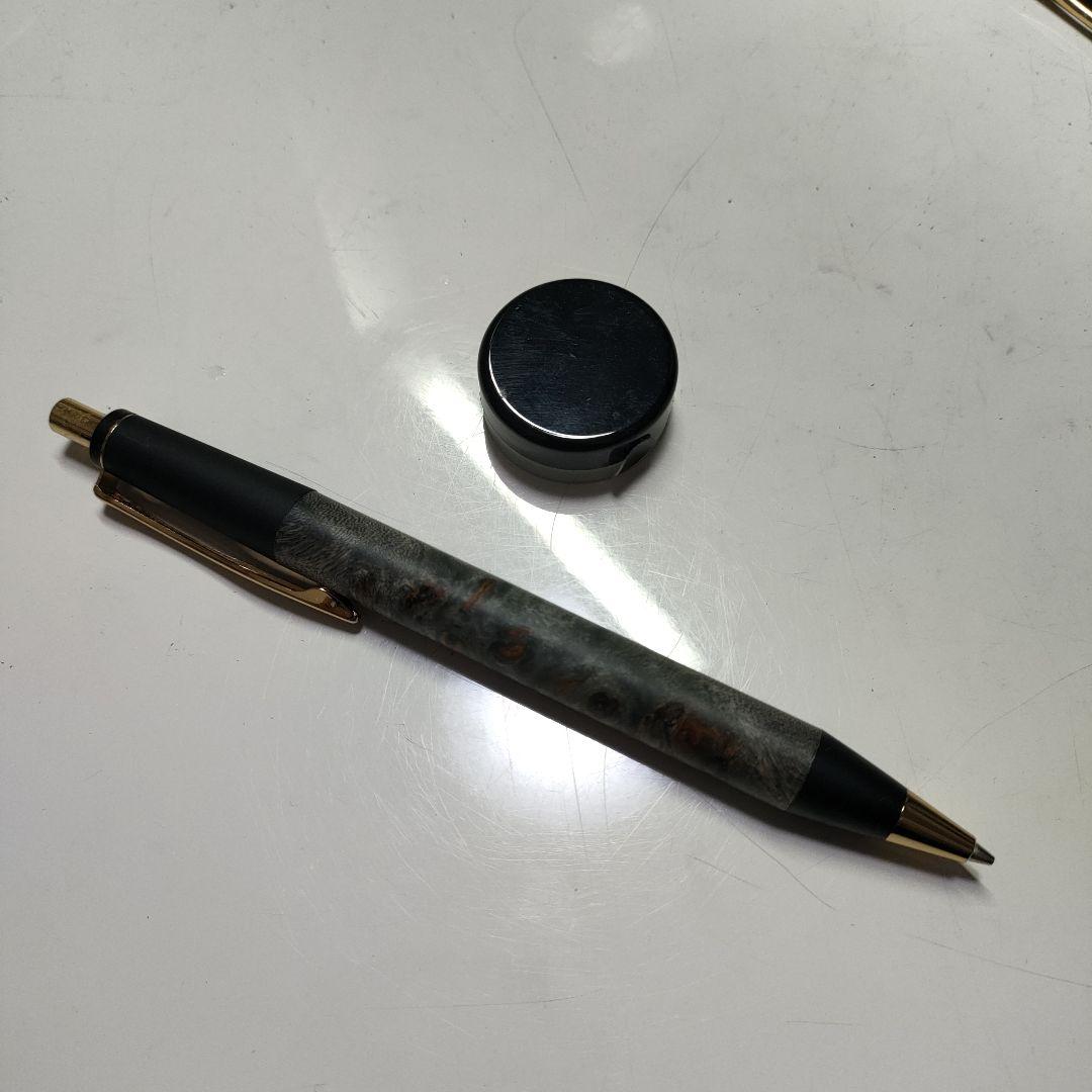 野原工芸似　 BLACK スタビライズドウッド・ポプラ瘤杢 / ゴールド金具