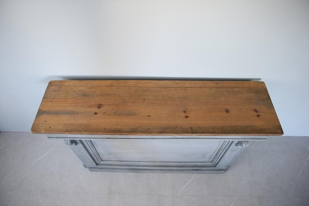 フランスアンティーク木製ショップカウンター/レジ台/テーブル机(90-21)