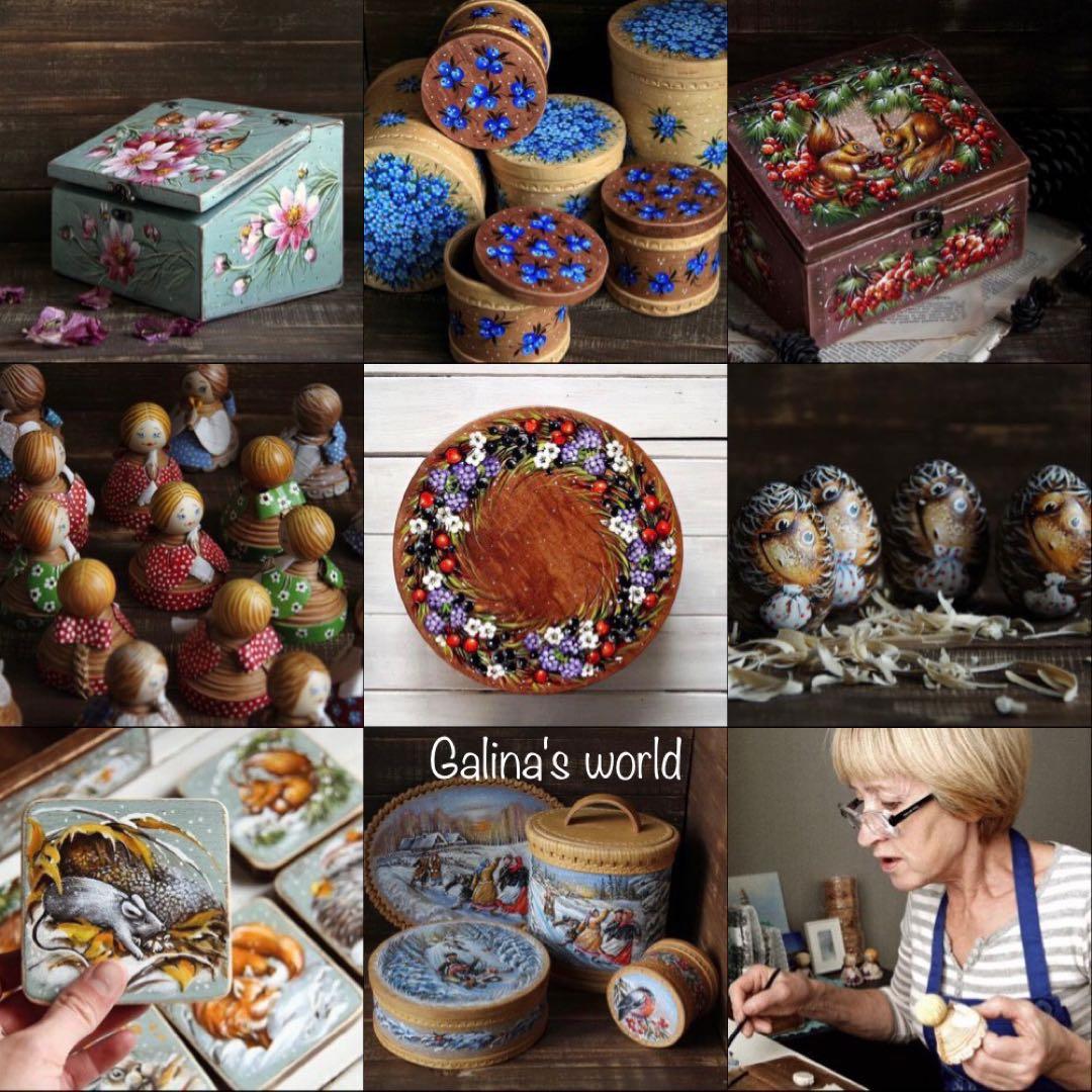 ロシア雑貨☆『霧の中のハリネズミ』木製収納box 小物入れ マトリョーシカ
