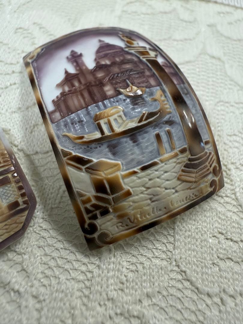 イタリア作家物　タイガーシェル　カメオルース　2点セット