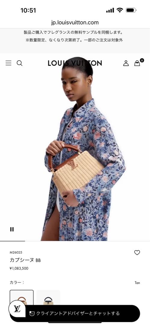 もこ　ルイヴィトン カプシーヌ BB ラタン　カゴバッグ