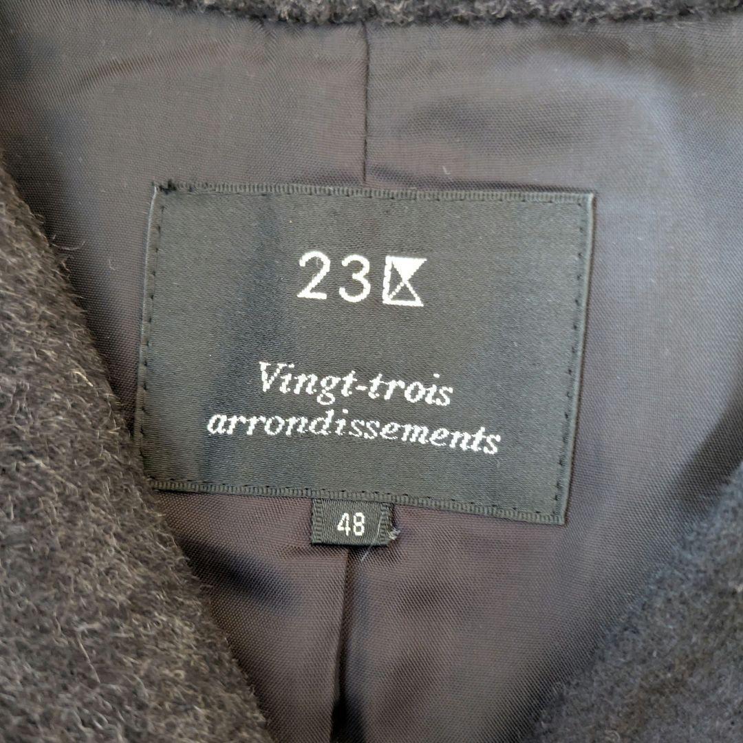 極美品　大きいサイズ　オンワード樫山　フーデッドコート　アンゴラ混　48