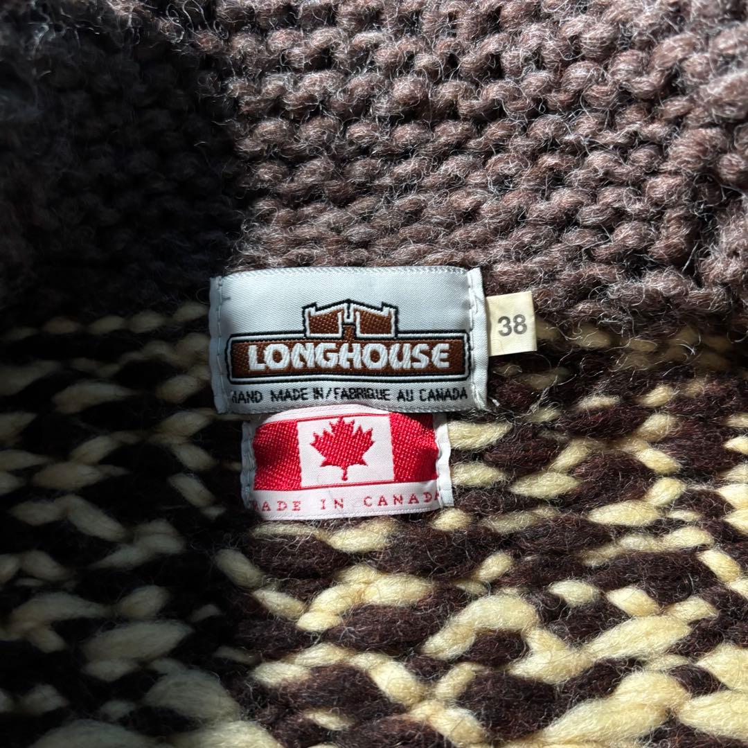 カナダ製 LONGHOUSE カウチンニットセーター ジップアップ