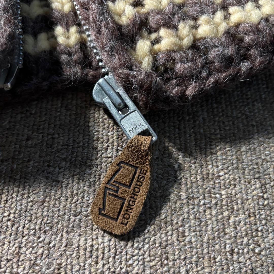 カナダ製 LONGHOUSE カウチンニットセーター ジップアップ