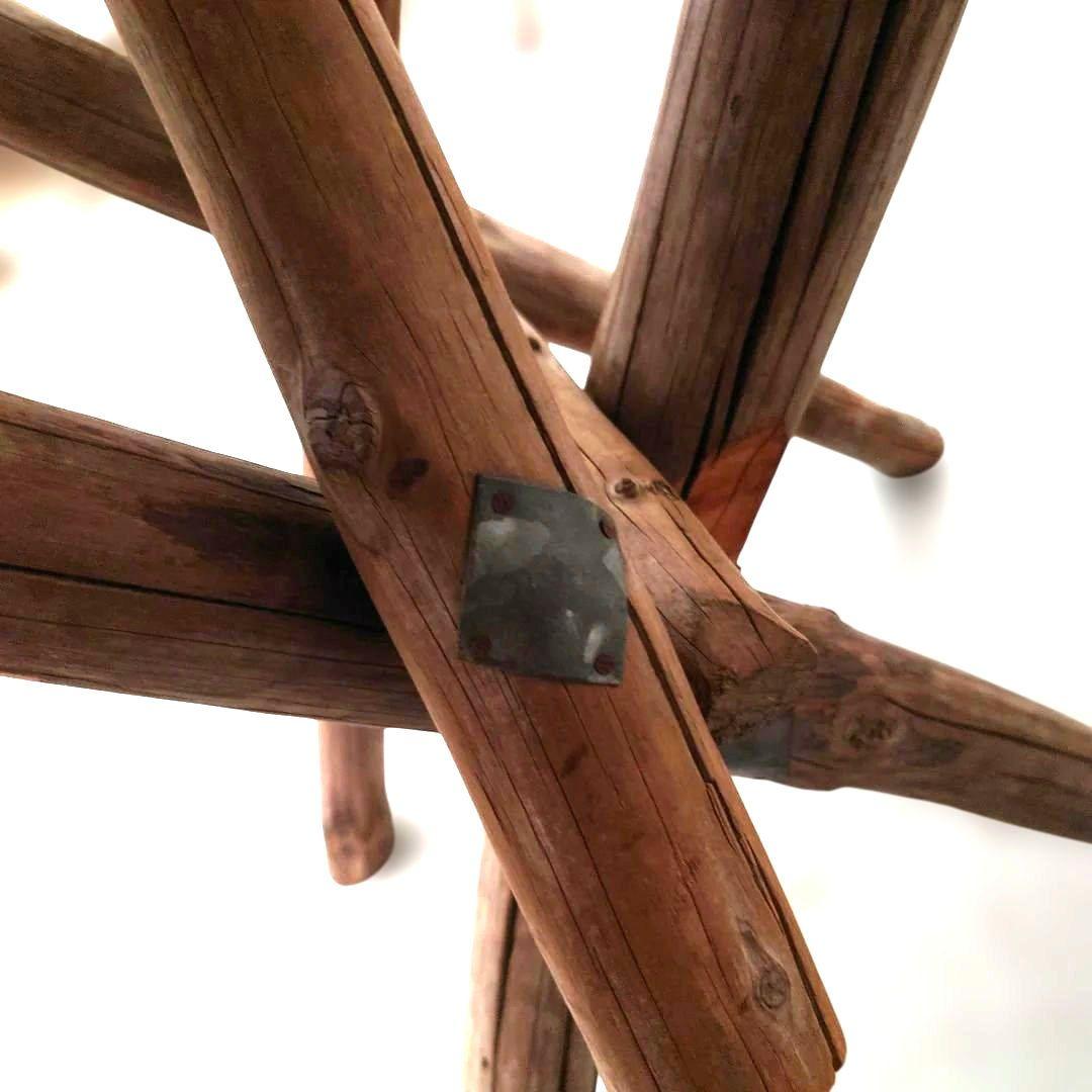 古材カウンターテーブル　おだがけ脚　正六角形　昭和レトロ　古道具　アンティーク