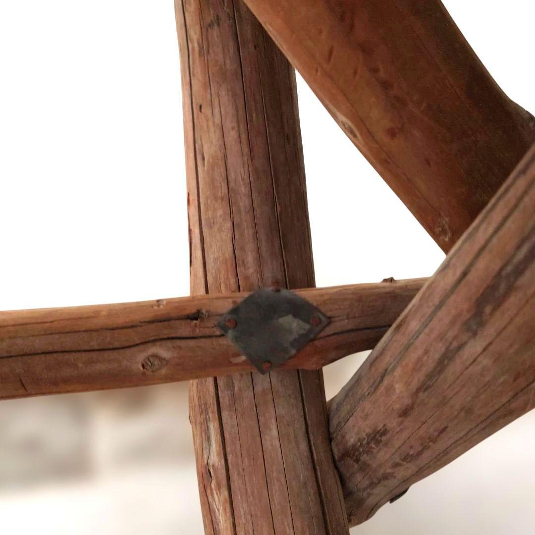 古材カウンターテーブル　おだがけ脚　正六角形　昭和レトロ　古道具　アンティーク