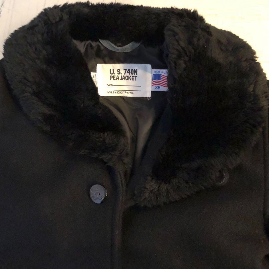 USA製Schott ムートン ピーコート　襟ファー　ショット 36 740N