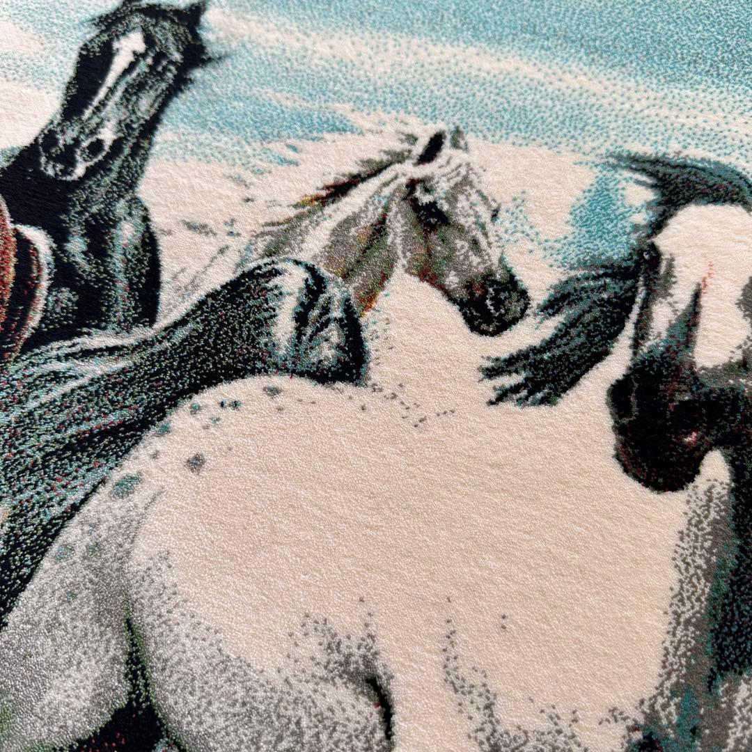 【新品未使用】絵画風絨毯　カーペット　玄関用　馬　玄関　廊下　絵画　イラン