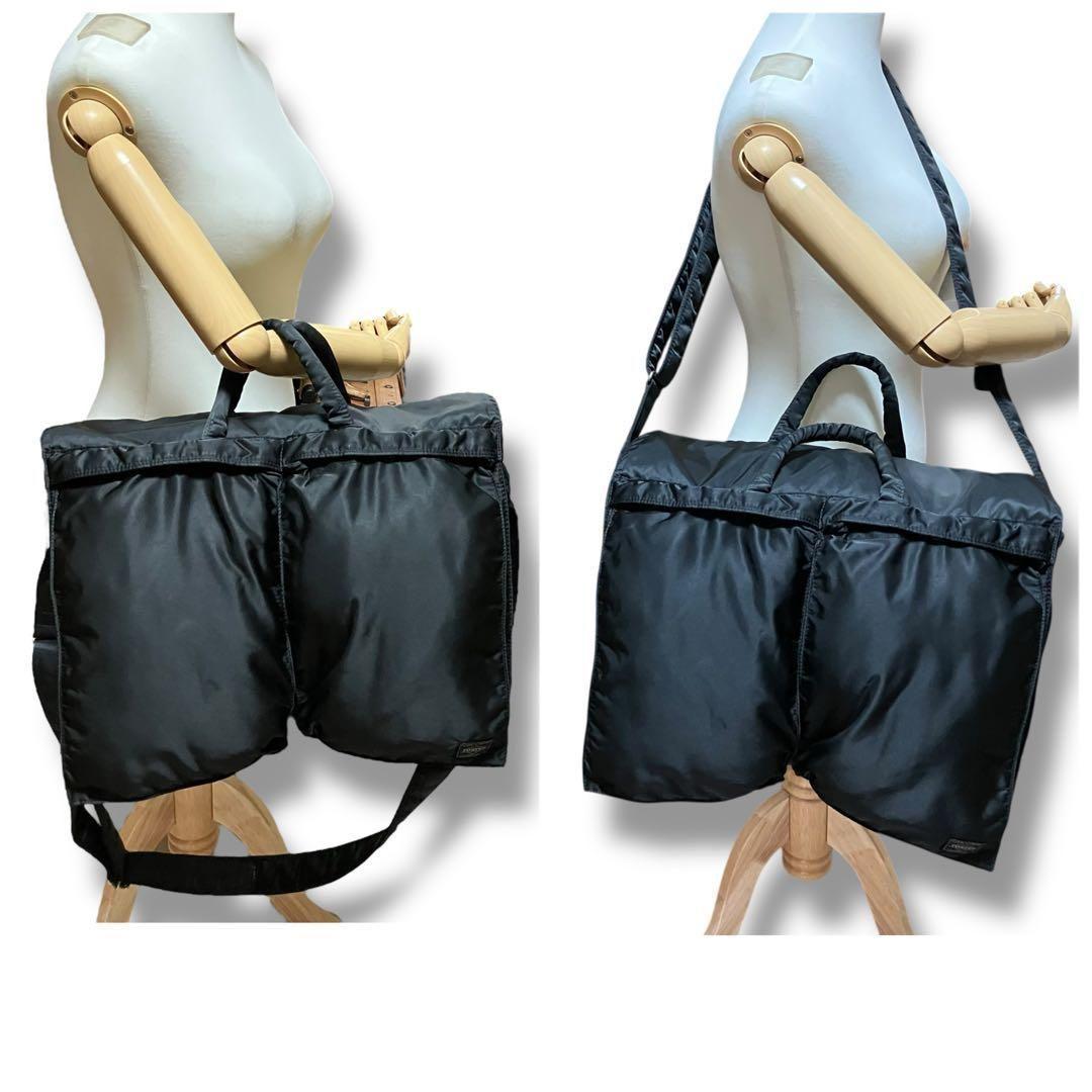 美品 2034 PORTER TANKER ビジネスバッグ 2way フラップ