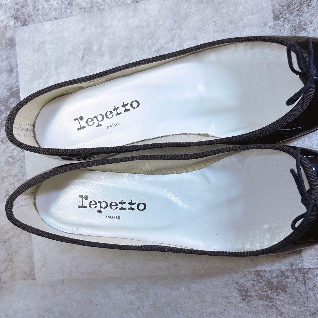 極美品✨レペット カミーユ 38.5 バレエシューズ リボン エナメル 黒