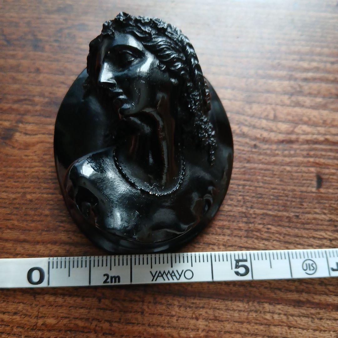 Vintage❗ブラック 彫刻 女性モチーフ ブローチ 女神 蚤の市