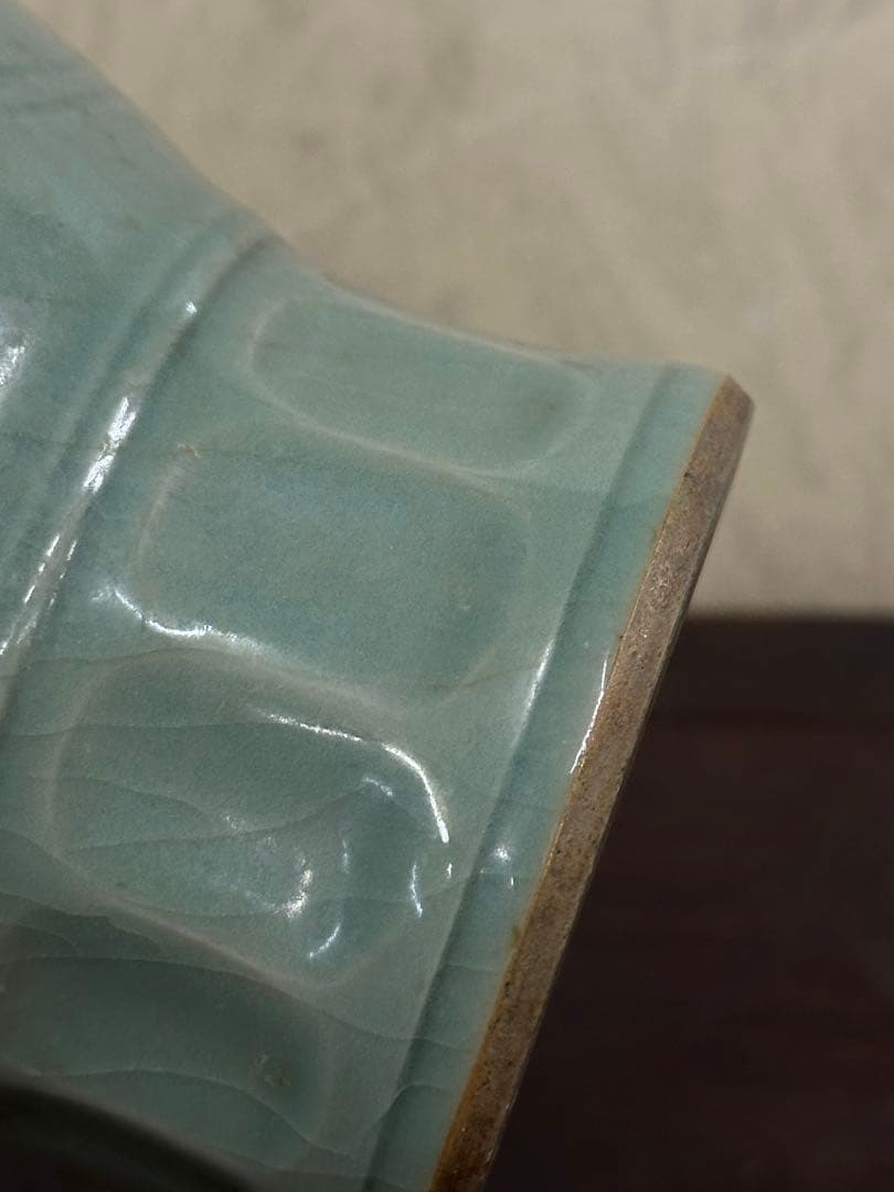 中國古美術 青磁花瓶 龍泉窯 茶道具 煎茶器 置物