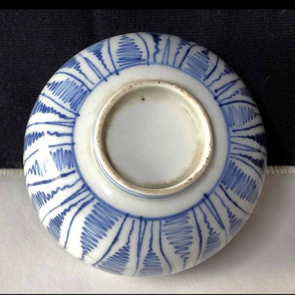 e154 古伊万里 染付 よろけ紋 ころ茶碗 5客 りん茶碗 茶碗 茶道具