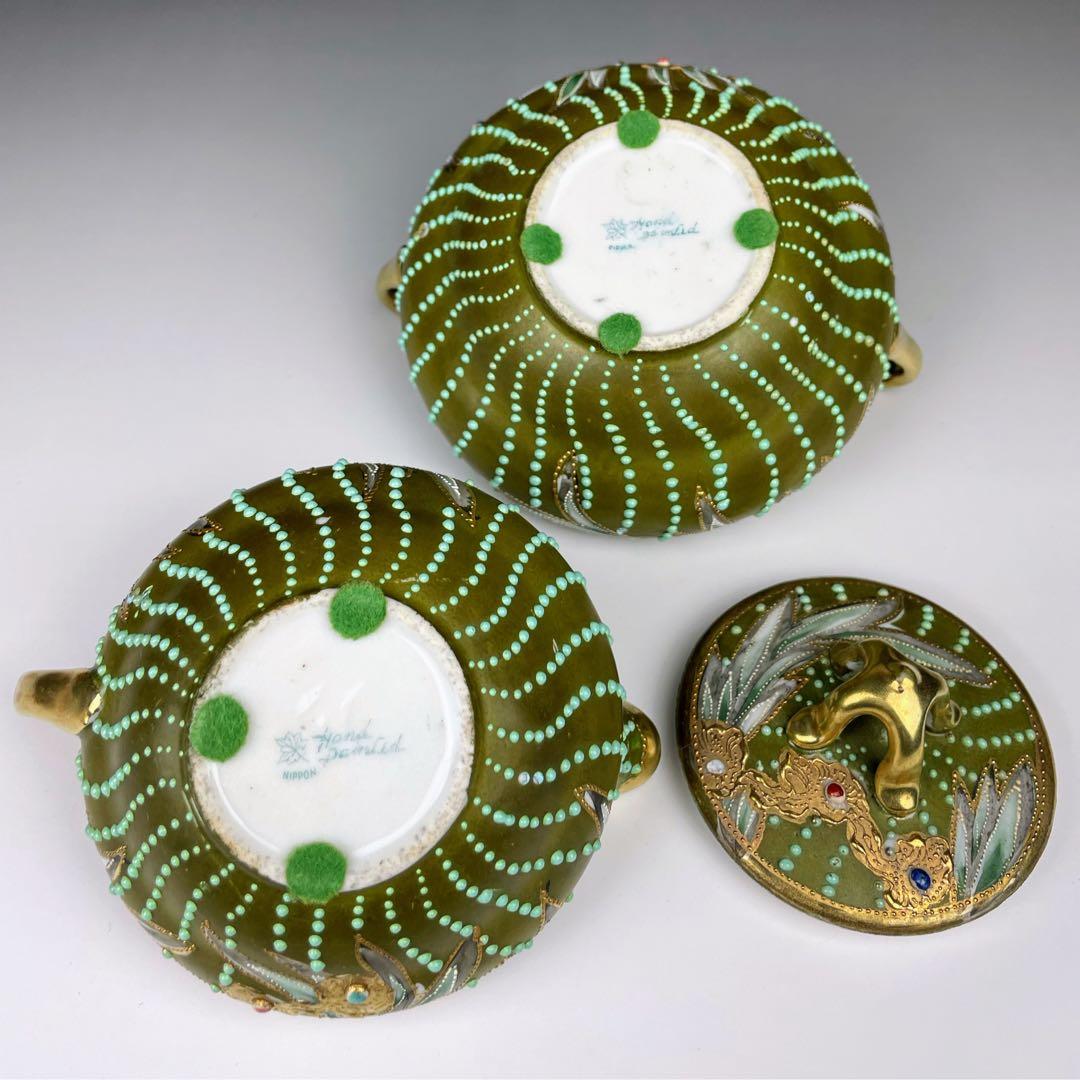 【希少】オールドノリタケ シュガーボウル クリーマー ジュエル エナメル盛り