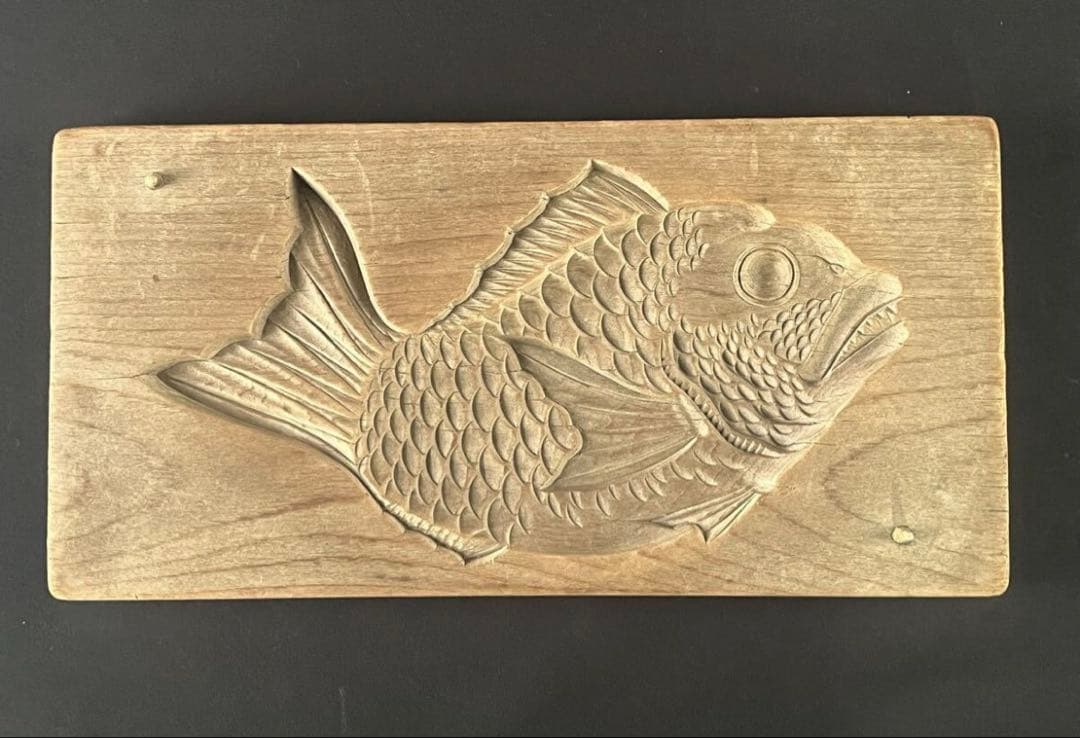 菓子型 大型の鯛 タイ 細密 30.1×15.4cm 和菓子 古道具アンティーク