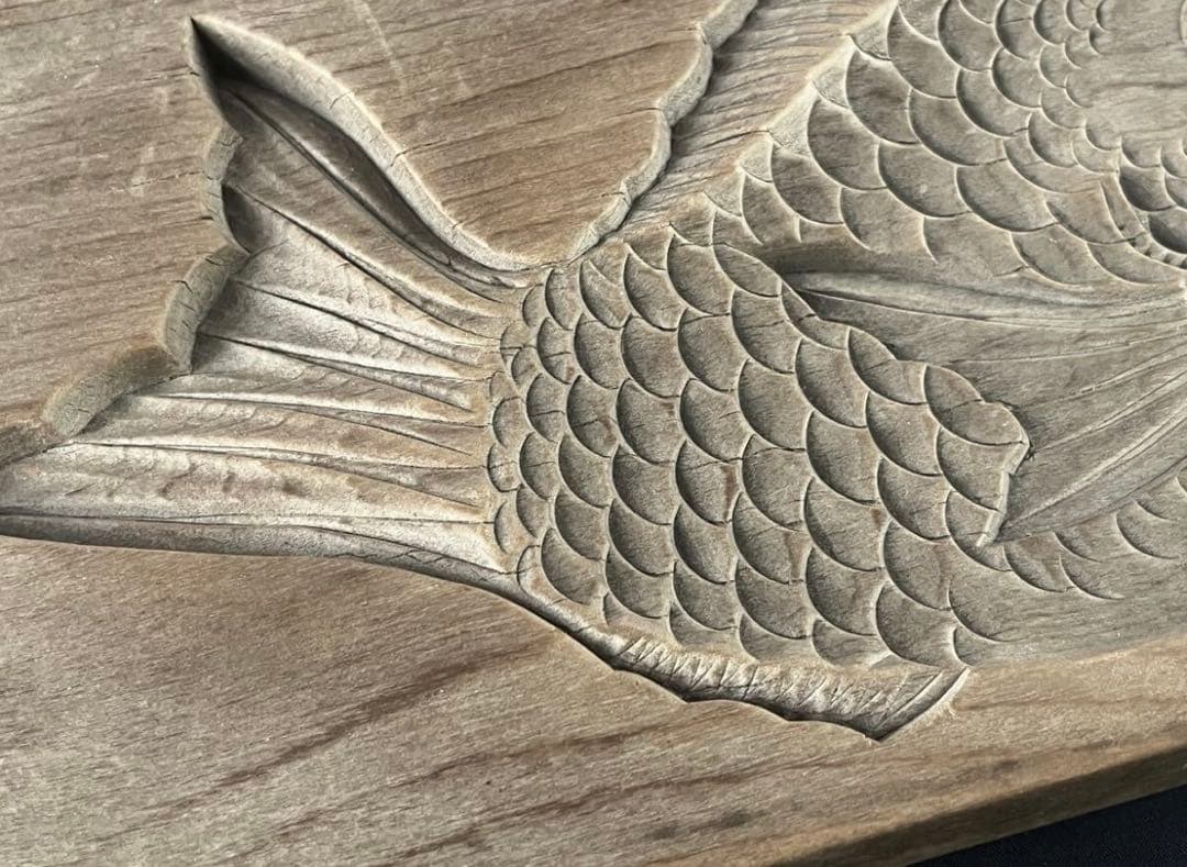 菓子型 大型の鯛 タイ 細密 30.1×15.4cm 和菓子 古道具アンティーク