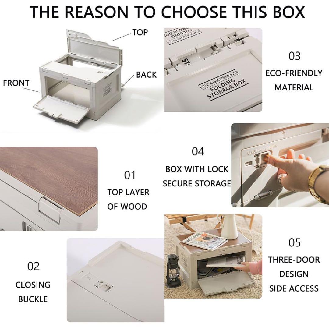 50L折りたたみ屋外ツール収納ボックス キャンプピクニックフードツールストレージ