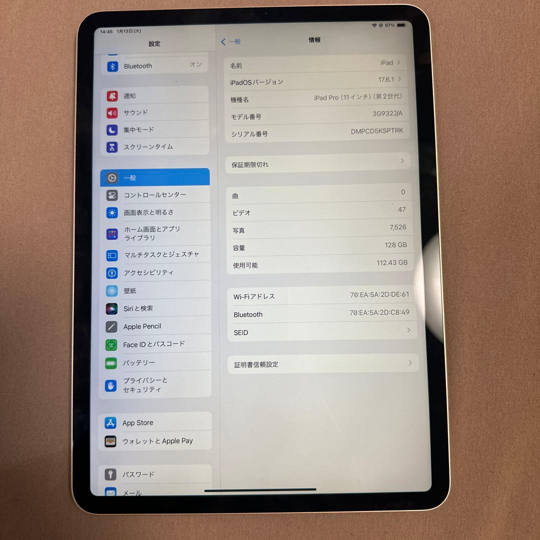 iPad Pro 11インチ 第2世代 128GB WiFi バッテリー91%
