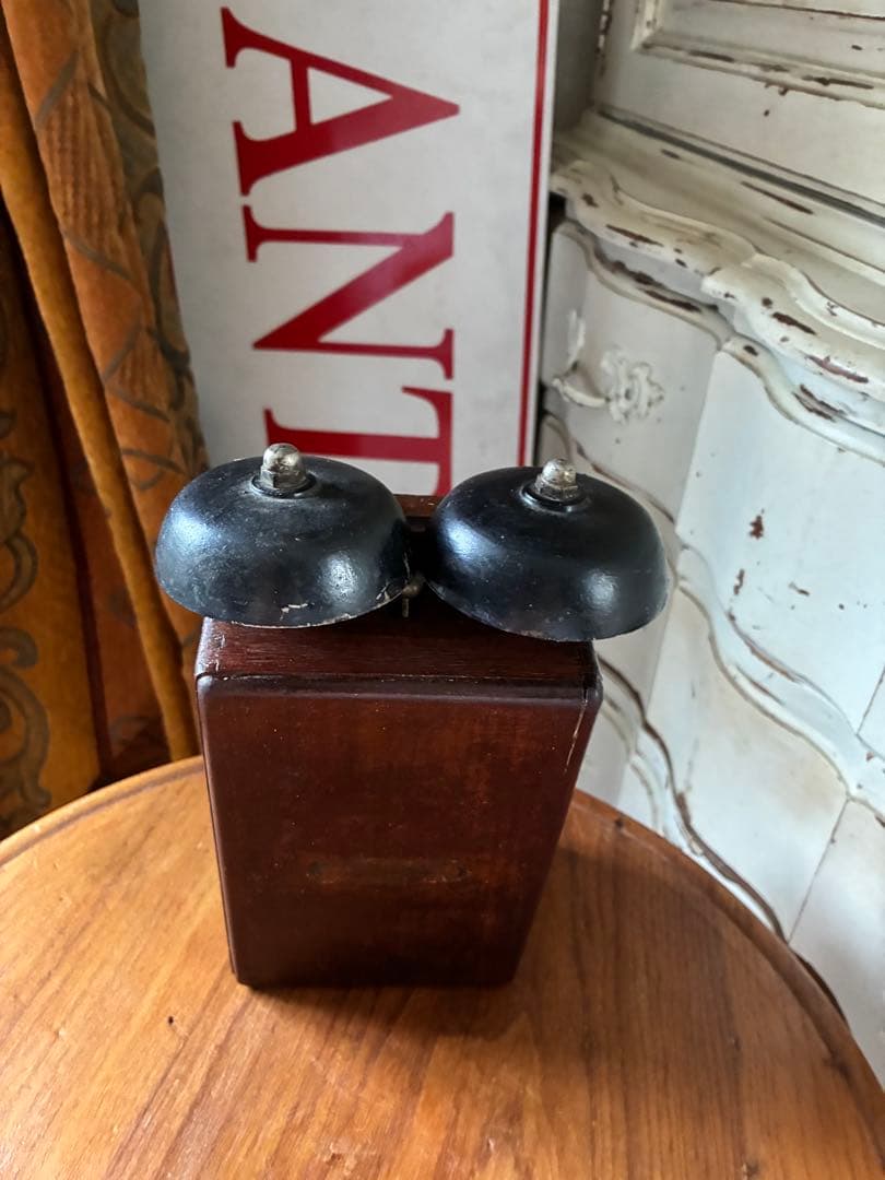 フランス　アンティーク　壁掛け式　電話機用　ベル　木製　呼び鈴　Bell 2個