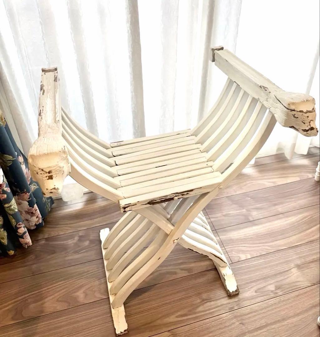 【本日限定】フランス アンティーク サボナローラチェア X脚 折りたたみ椅子