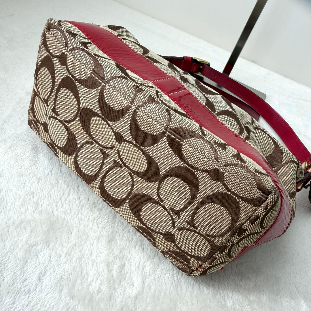 COACH シグネチャー 赤red ワンショルダー アクセサリーポーチ41642