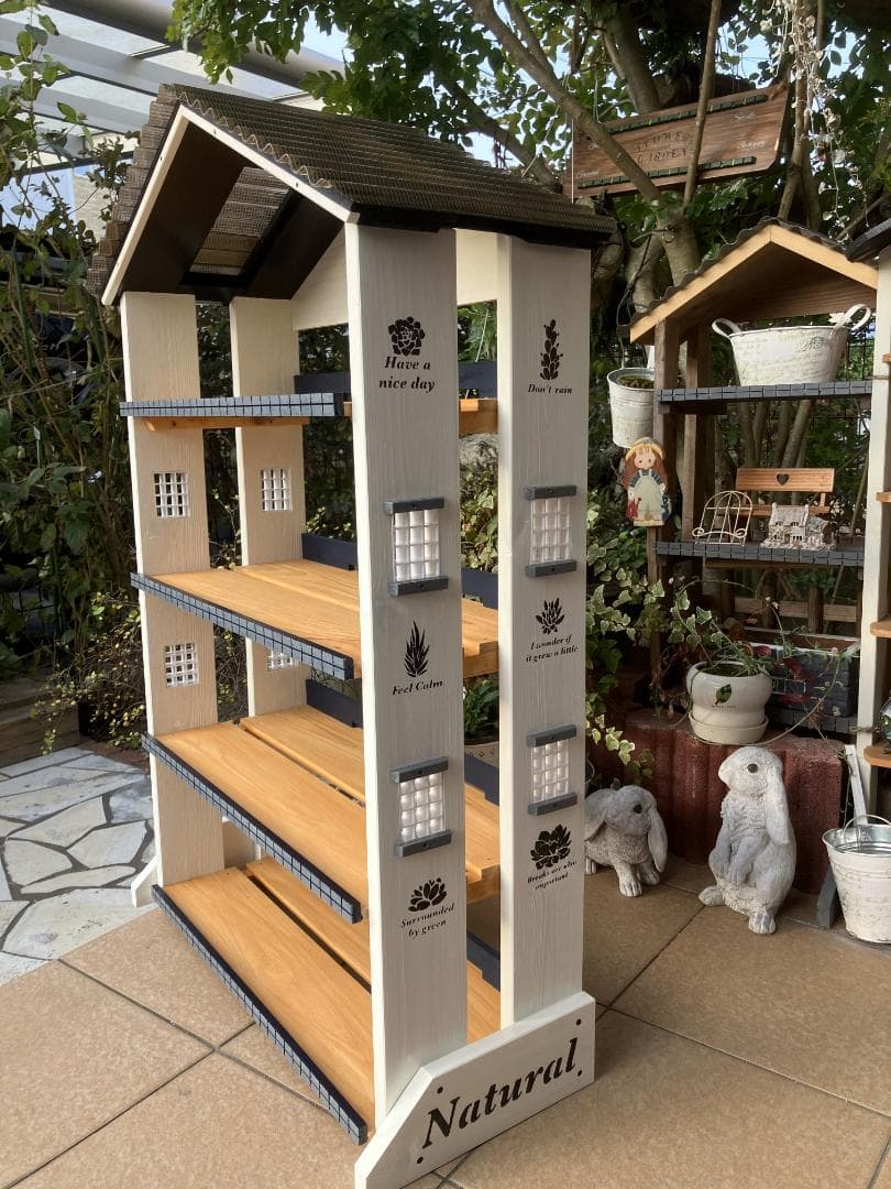 No8 三角屋根の簡単移動 FLOWERS MARKET FRESH 棚4段