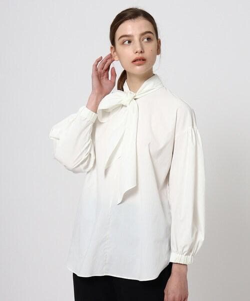 美品洗える 亀恭子さんコラボ ドレステリア ボウタイブラウス ボリュームスリーブ