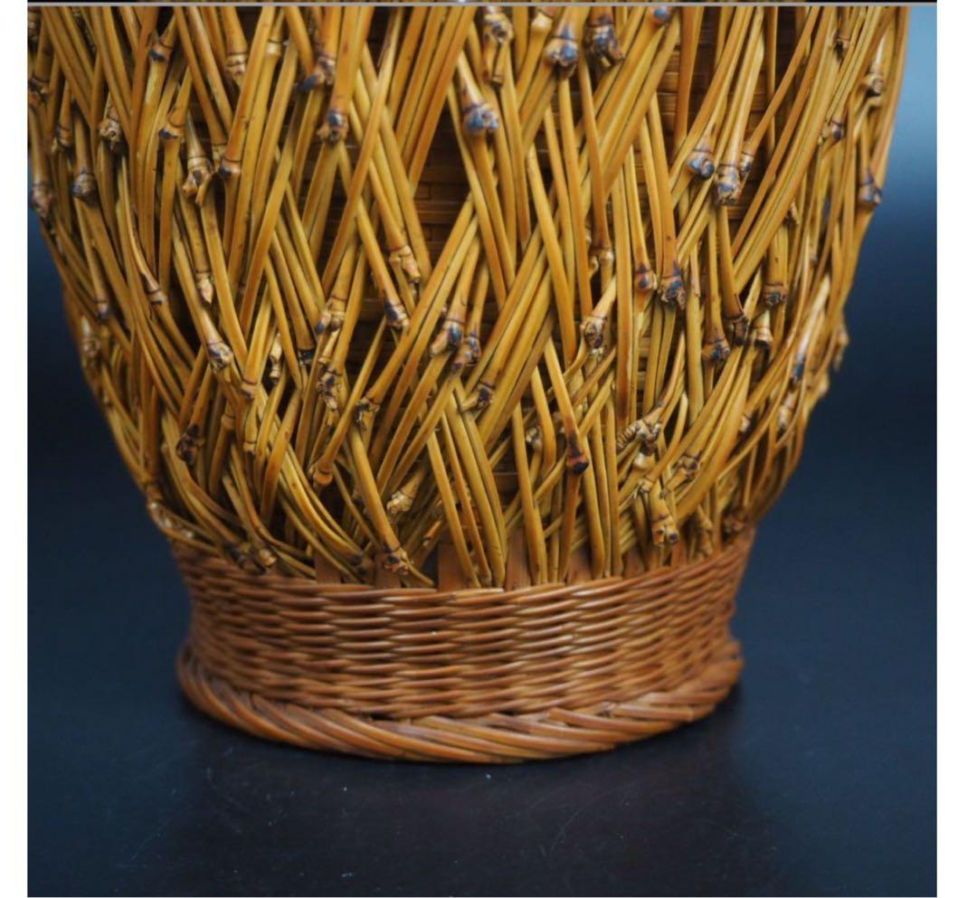 送料無料　中国古玩　竹細工　竹編花瓶