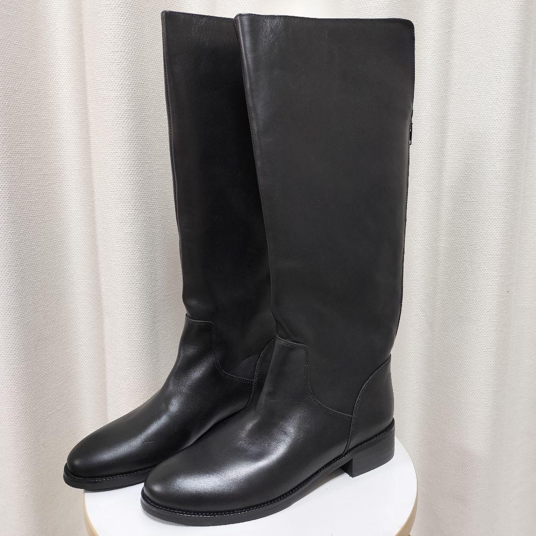 訳あり新品　REMME　レメ　バックジップ　ロングブーツ　ブラック　38　本革