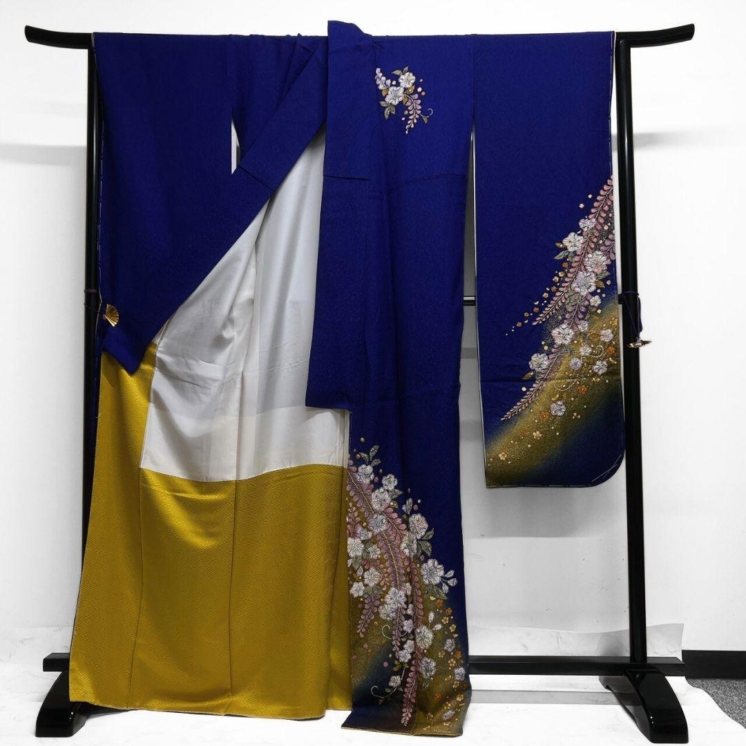 未着用　振袖　辻ヶ花　絞り　藤の花　襦袢付き　成人式　晴れ日　着物　064a p