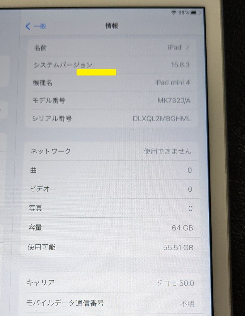 iPad mini 4 第4世代 A1550 Wi-Fi＋Cellular