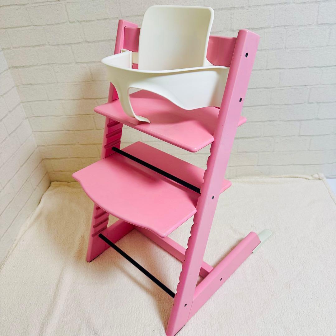 極美品✨ストッケ　トリップトラップ　シリアルNo6 ベビーセット付属 ピンク