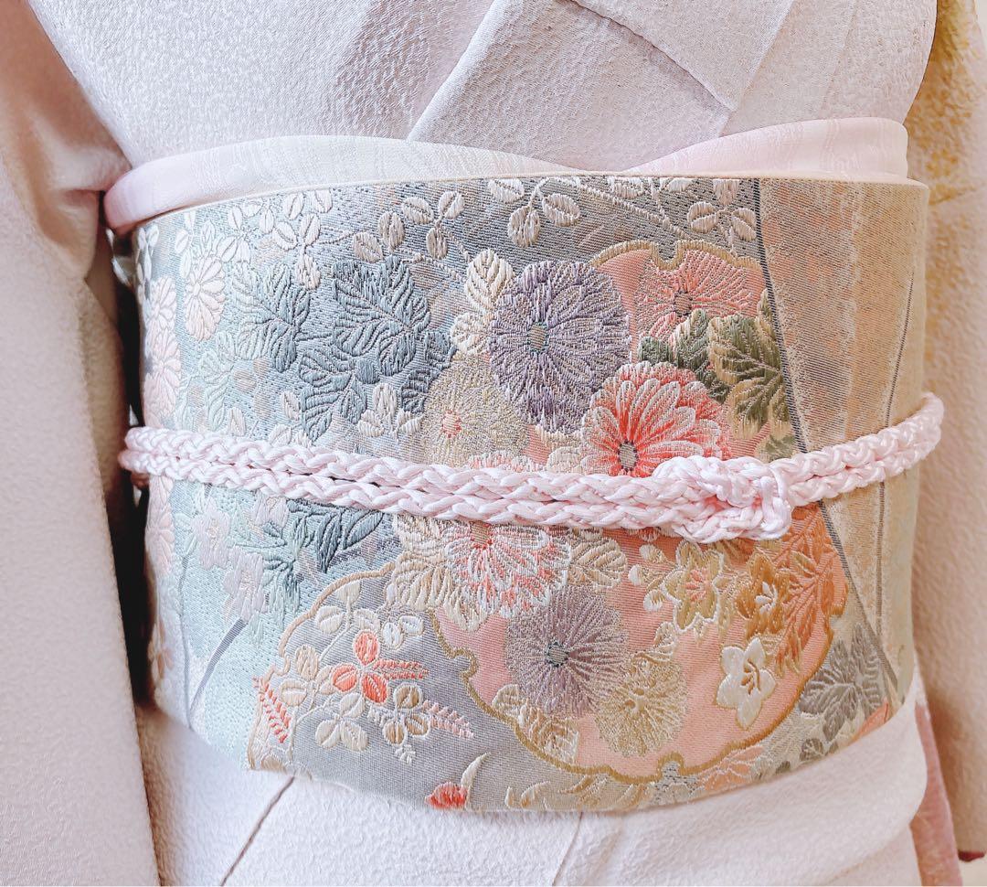 極美品　訪問着　フルセット　裄67 縮緬 卒業式　入学式　お宮参　S M 袋帯