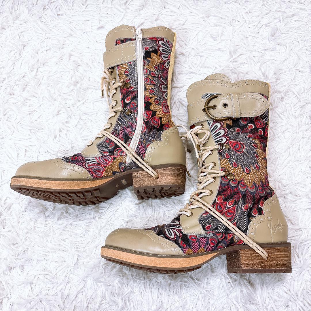 大人気完売品【未使用極美品】ヨースケ レースアップブーツ サイドジップ 23.5