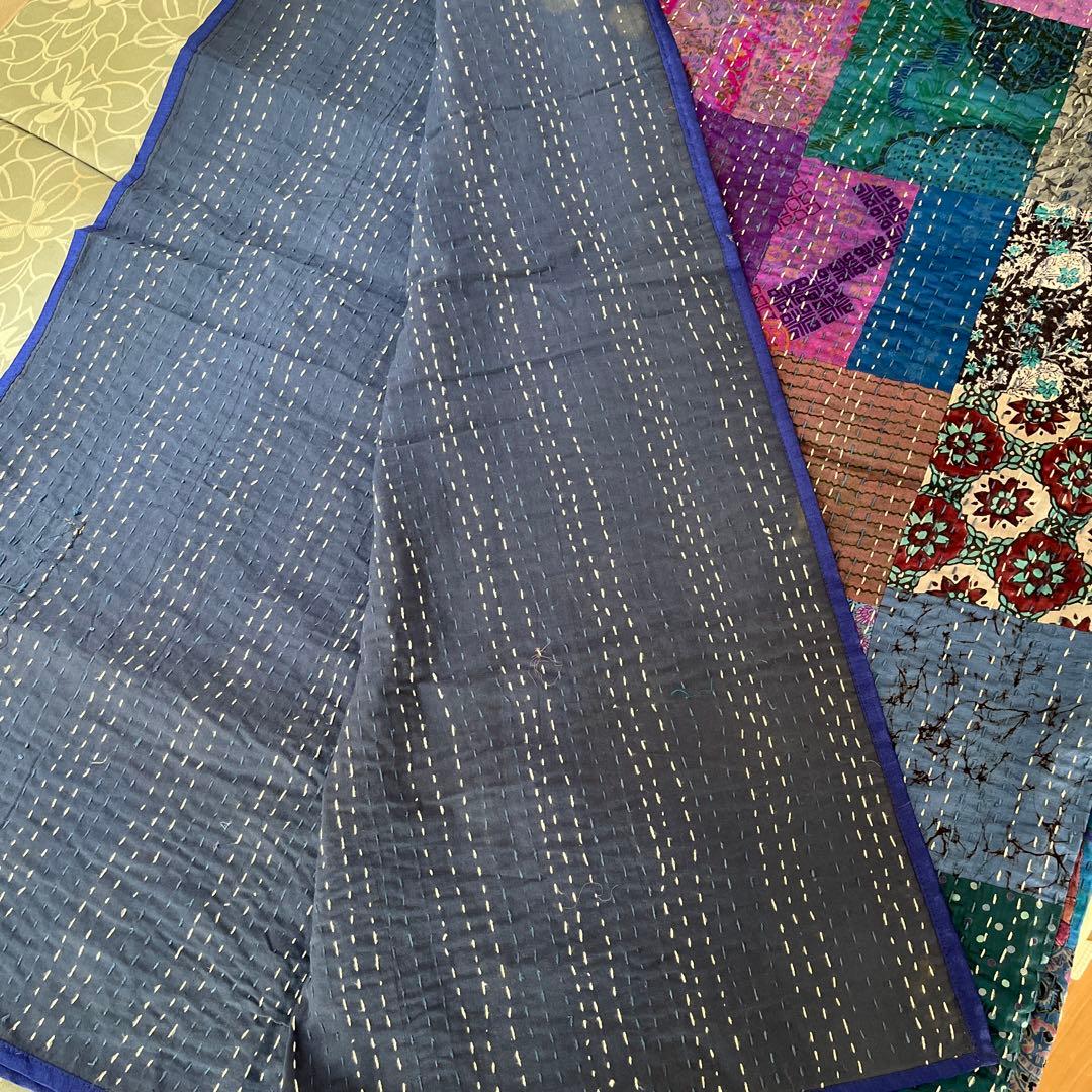 インド　ヴィンテージ　カンタ　ラリーキルト　マルチカバー  ベットカバー