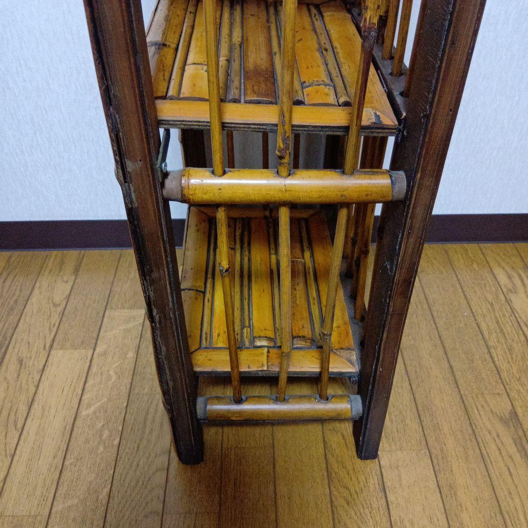 アジアン　3段バンブーラック 竹製 ディスプレイラック 飾り棚