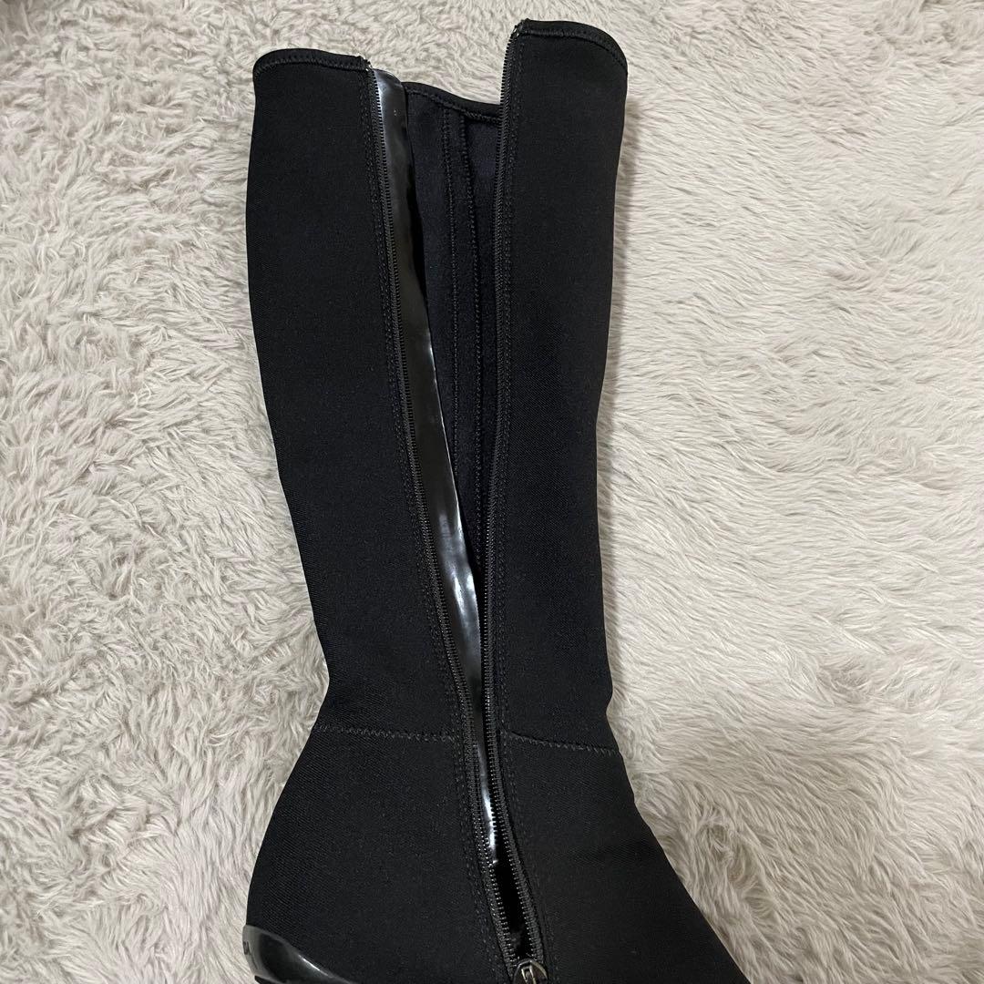 PRADA プラダ ロングブーツ サイドジップ ストレッチ 黒 ピンヒール