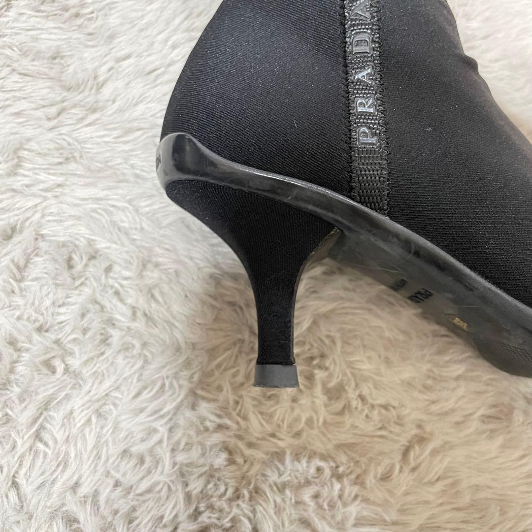 PRADA プラダ ロングブーツ サイドジップ ストレッチ 黒 ピンヒール