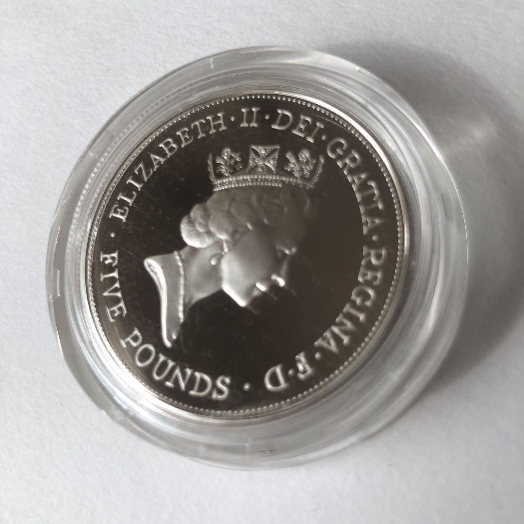 イギリス 1990年 エリザベス皇太后生誕90周年 プルーフ 5ポンド 銀貨