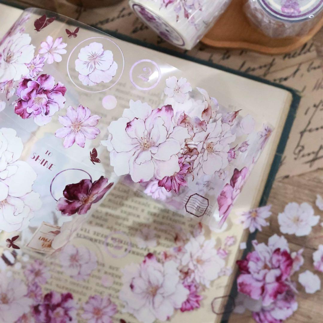 新品　薔薇花礼　PET亮面花マスキングテープ　マステ　6m