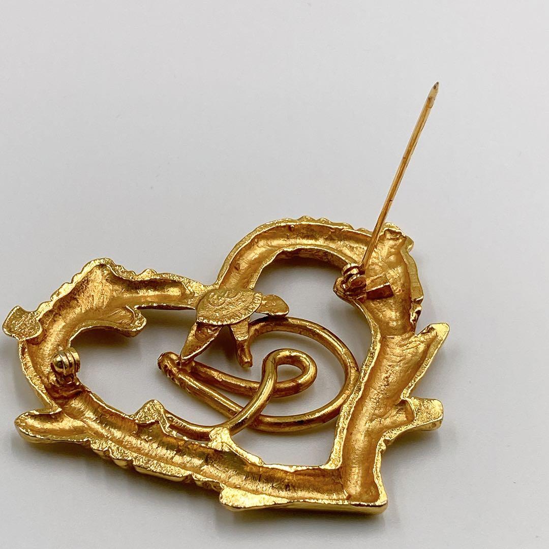 【美品】クリスチャンラクロワ ハート ブローチ ヴィンテージ ゴールド