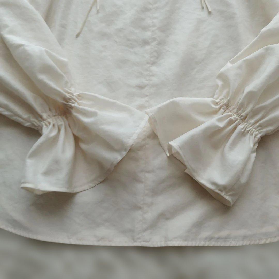 25年♡極美品✨ノーブル 2wayストリングスラッフルロングスリーブブラウス 白