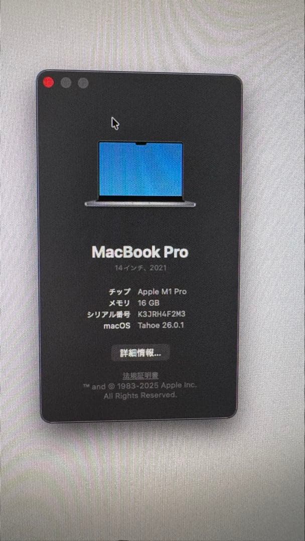 スカイ【ジャンク品】MacBook Pro M1 PRO本体