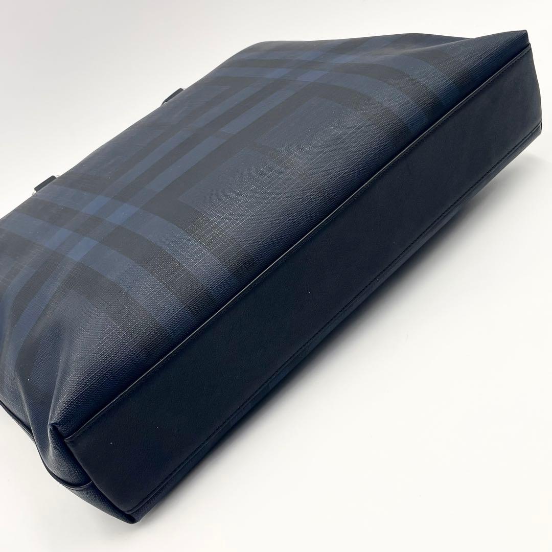 バーバリー ロンドンチェック ビジネスバッグ 2way A4可 ネイビー PVC