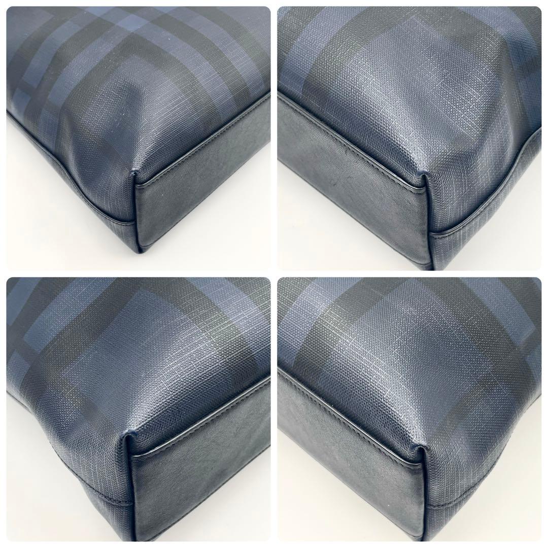 バーバリー ロンドンチェック ビジネスバッグ 2way A4可 ネイビー PVC