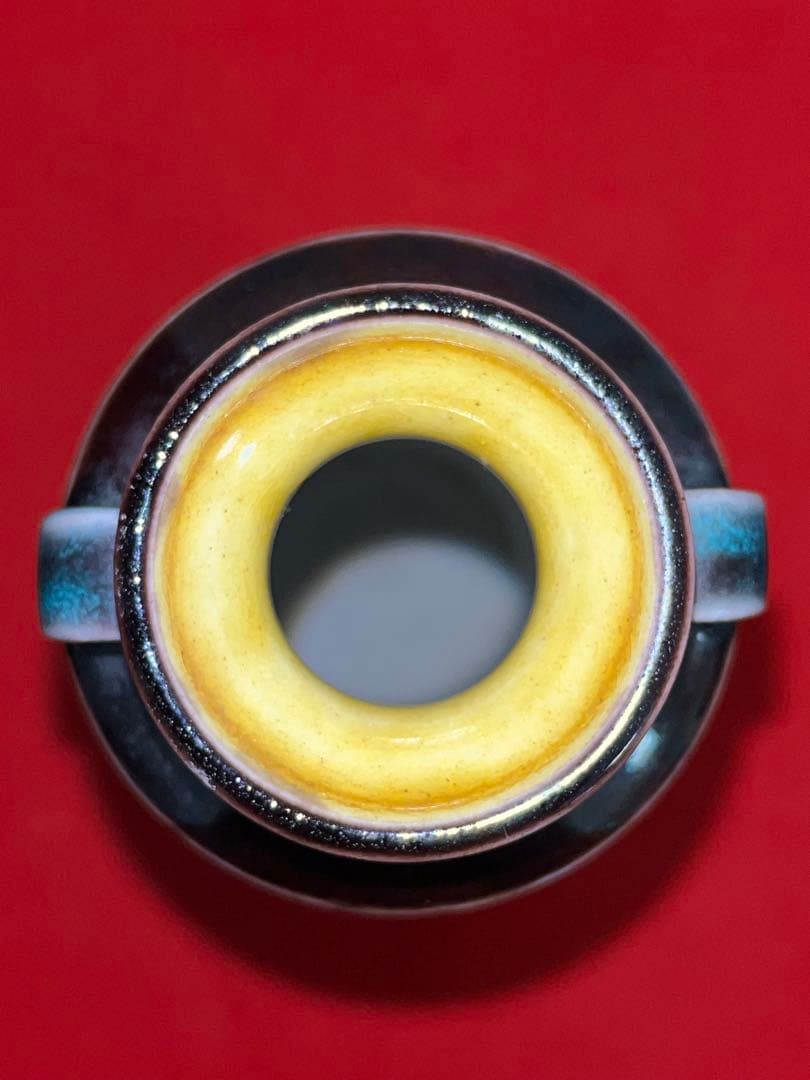 人間国宝 初代 徳田八十吉 深厚釉 耳付 花入 T277 真作保証